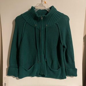 American Eagle Emerald Green Zip Front Sweater Cardigan Size L Large